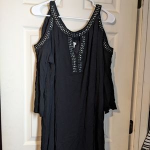 Cato black cold shoulder dress